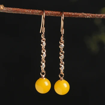 2019 new 925 silver inlaid natural beeswax ball earrings women's amber yellow honey beads earrings with certificate
2019 new 925 silver inlaid natural beeswax ball earrings women's amber yellow honey beads earrings with certificate