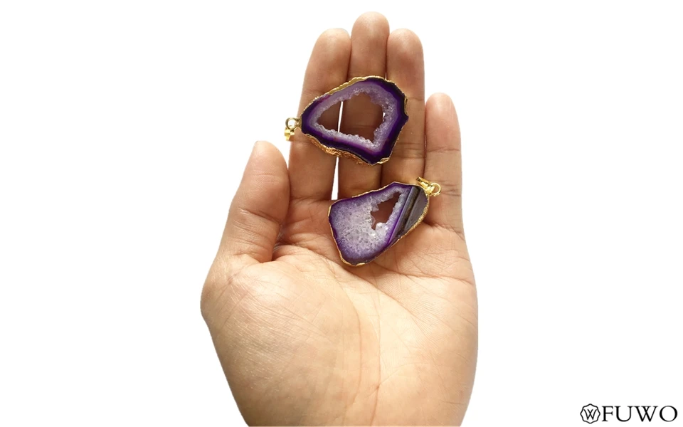 Purple Agate Slice Pendant 10