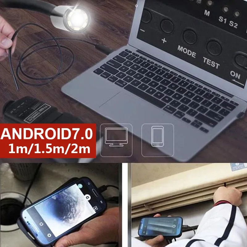 2M 1M 7mm Endoscope Camera Flexible IP67 Waterproof Inspection Borescope Camera for Android PC Notebook 6LEDs Adjustable
2M 1M 7mm Endoscope Camera Flexible IP67 Waterproof Inspection Borescope Camera for Android PC Notebook 6LEDs Adjustable