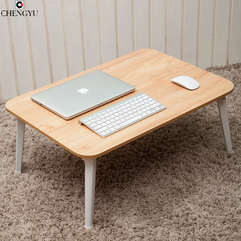 Image 5 STYLES Simple Fashion Solid Wooden Bed Computer Desk Laptop Desk Lazy Table Folding Small Desk Bed Desk 70*50*29CM