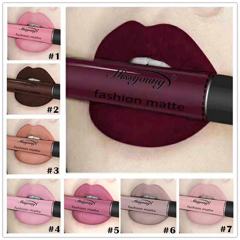 Фото Новый макияж Матовая жидкая губная помада женские губы Maquiagem матовый блеск для
