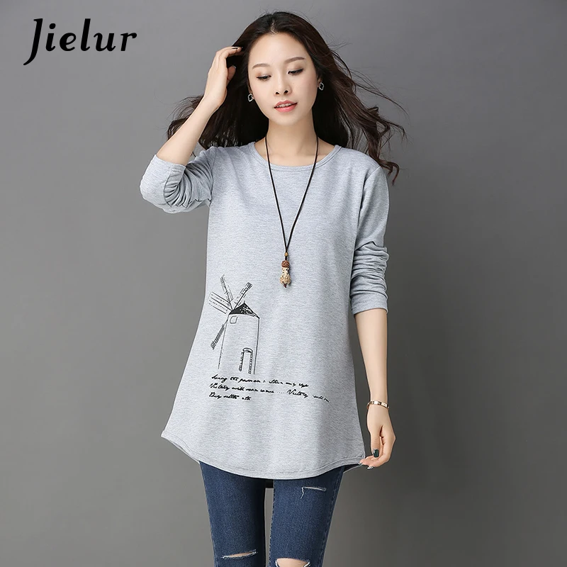 Jielur Spring New Printed Black Gray Women T-shirt Loose Casual Simple O-neck Lady Top Long Sleeve Slim Oversize T shirts M-4XL
Jielur Spring New Printed Black Gray Women T-shirt Loose Casual Simple O-neck Lady Top Long Sleeve Slim Oversize T shirts M-4XL