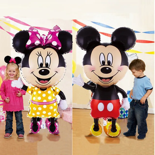 

1pc 110cm Giant Mickey Minnie Foil Balloons Big Red Black Standing Baby Boy Girl Kids Birthday Party Decoration Globos