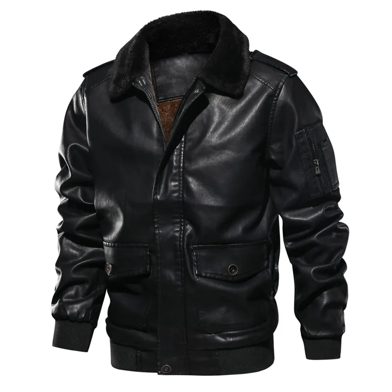 Autumn and winter new men's leather jacket plus velvet motorcycle coat warm windproof PU leather jacket European size
Autumn and winter new men's leather jacket plus velvet motorcycle coat warm windproof PU leather jacket European size