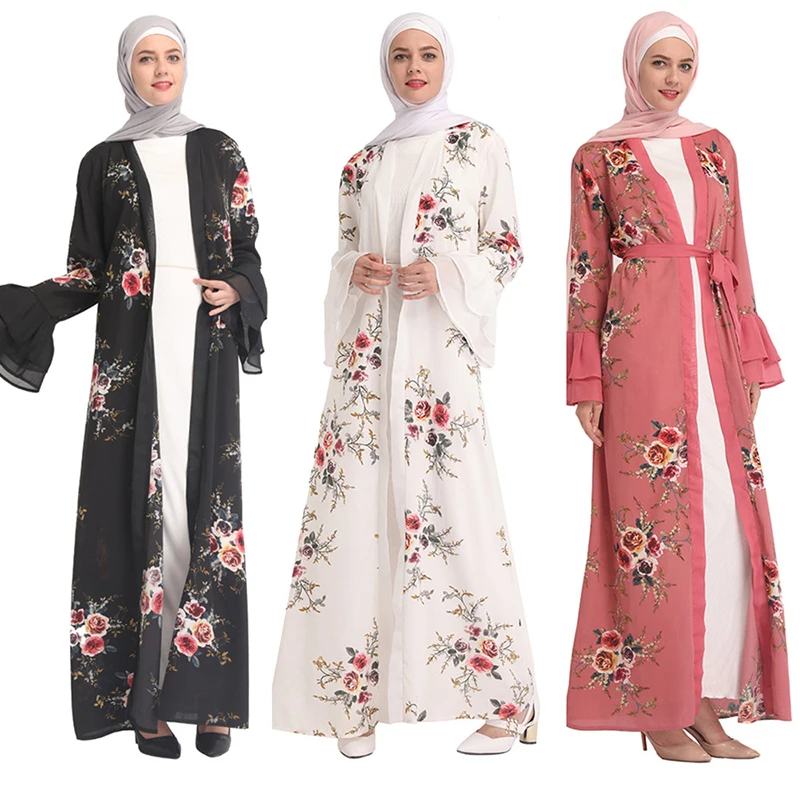 Muslim Women Digital Printing Dress Middle East Dubai Open Abaya Kaftan Islamic Lady Trumpet Sleeves Chiffon Dresses Clothing
Muslim Women Digital Printing Dress Middle East Dubai Open Abaya Kaftan Islamic Lady Trumpet Sleeves Chiffon Dresses Clothing