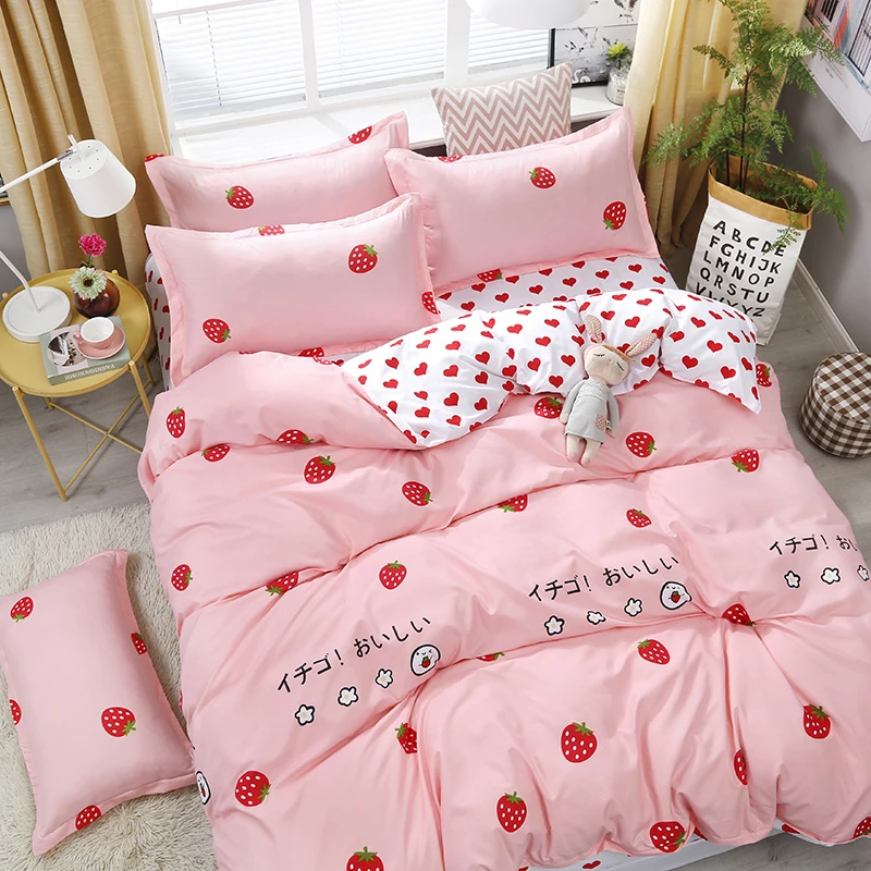 4pcs/set Bedding Set Love Strawberry Pink Pattern Bed Linings Duvet Cover Bed Sheet Pillowcases Cover Set
4pcs/set Bedding Set Love Strawberry Pink Pattern Bed Linings Duvet Cover Bed Sheet Pillowcases Cover Set