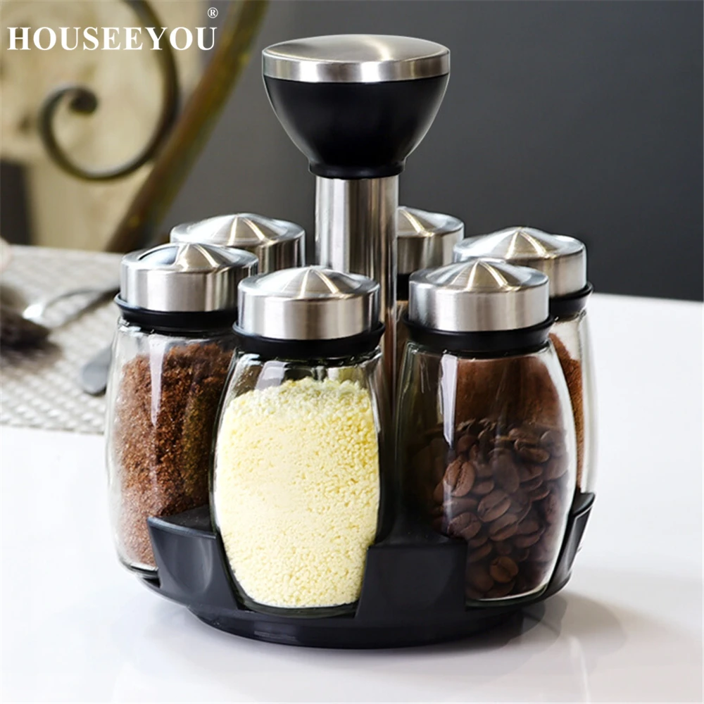 6Pcs/set Rotating Stainless Steel Cruet Condiment Spice Jars Set Salt and Pepper Shakers Seasoning Box Sprays Kitchen Tool
6Pcs/set Rotating Stainless Steel Cruet Condiment Spice Jars Set Salt and Pepper Shakers Seasoning Box Sprays Kitchen Tool