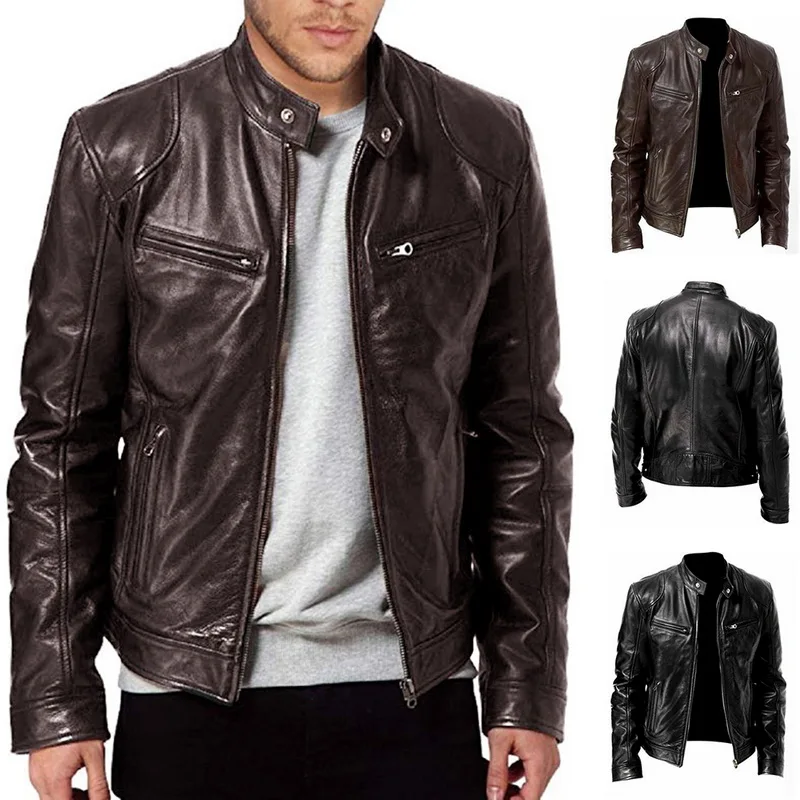 Fashion Moto Jacket Men Solid Stand Collar Veste Homme Pockets Zipper Casaco Masculino Casual Slim Chaquetas Vintage PU Coats
Fashion Moto Jacket Men Solid Stand Collar Veste Homme Pockets Zipper Casaco Masculino Casual Slim Chaquetas Vintage PU Coats