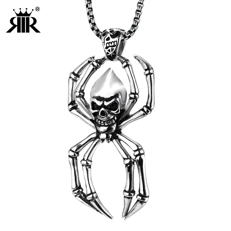 RIR Newest Hip Hop Style Jewelry Skull Head Spider Pendant Necklace Silver Gold Color Personalized Insect Necklace Men Gifts
RIR Newest Hip Hop Style Jewelry Skull Head Spider Pendant Necklace Silver Gold Color Personalized Insect Necklace Men Gifts