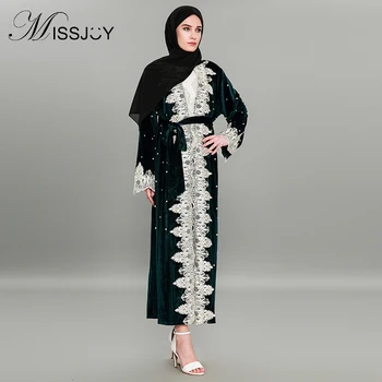 MISSJOY Fashion Kaftan Dubai Velvet Abaya Muslim Dress Women Cardigan Beaded Robe Loose Lace Stitching 4XL Arabic Dresses 2018
MISSJOY Fashion Kaftan Dubai Velvet Abaya Muslim Dress Women Cardigan Beaded Robe Loose Lace Stitching 4XL Arabic Dresses 2018