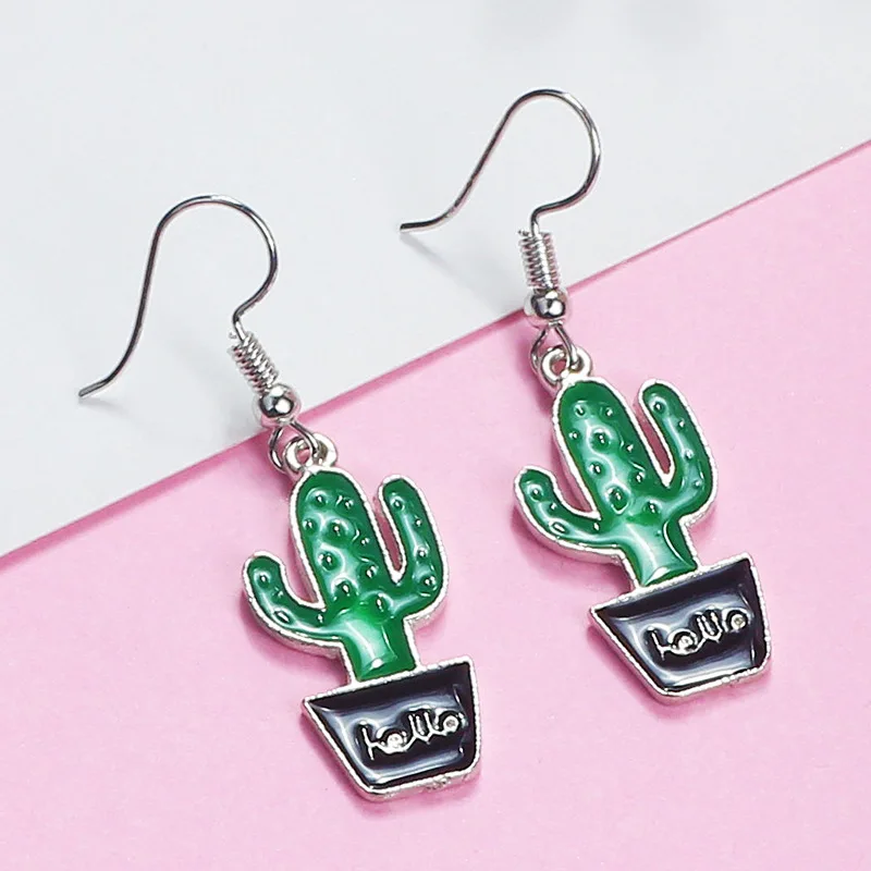 Fun Earrings Korean Version of The Forest Cactus Ear Hooks Temperament Small Fresh Green Plant Earrings Earrings Trendy Earrings 
Fun Earrings Korean Version of The Forest Cactus Ear Hooks Temperament Small Fresh Green Plant Earrings Earrings Trendy Earrings