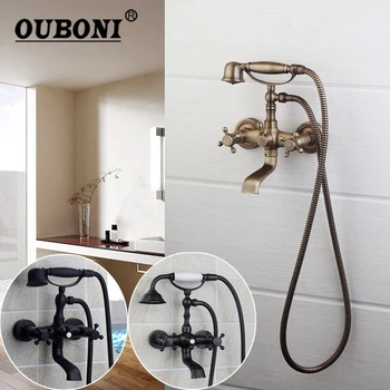 OUBONI ORB Antique Brass Wall Mounted 2 Functions Double Handles Bathroom Bathtub Shower Faucet Set Rainfall Hand Shower
OUBONI ORB Antique Brass Wall Mounted 2 Functions Double Handles Bathroom Bathtub Shower Faucet Set Rainfall Hand Shower