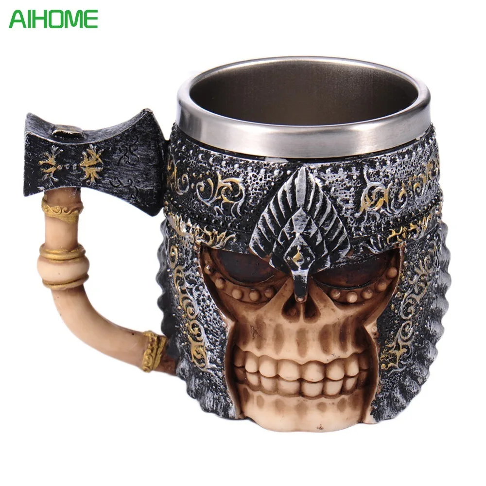 Creative Battleax Skull Tankard Viking Skull Horned Helmet Tankard Warrior Tankard Gothic Drinking Vessel Metal Mug
Creative Battleax Skull Tankard Viking Skull Horned Helmet Tankard Warrior Tankard Gothic Drinking Vessel Metal Mug