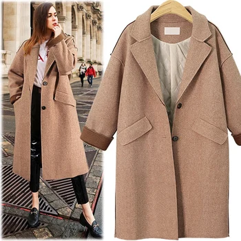 New 2018 Winter Woolen Coat Women Trench Coat Casual Single Breasted Turn-down Collar Khaki Thick Cotton Liner Wool Outerwear
New 2018 Winter Woolen Coat Women Trench Coat Casual Single Breasted Turn-down Collar Khaki Thick Cotton Liner Wool Outerwear