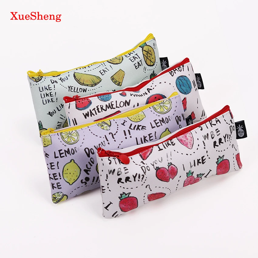 1 PC Fresh Style Fruits PU Leather Pencil Case Stationery Storage Organizer Bag School Office Supply Escolar(China (Mainland))