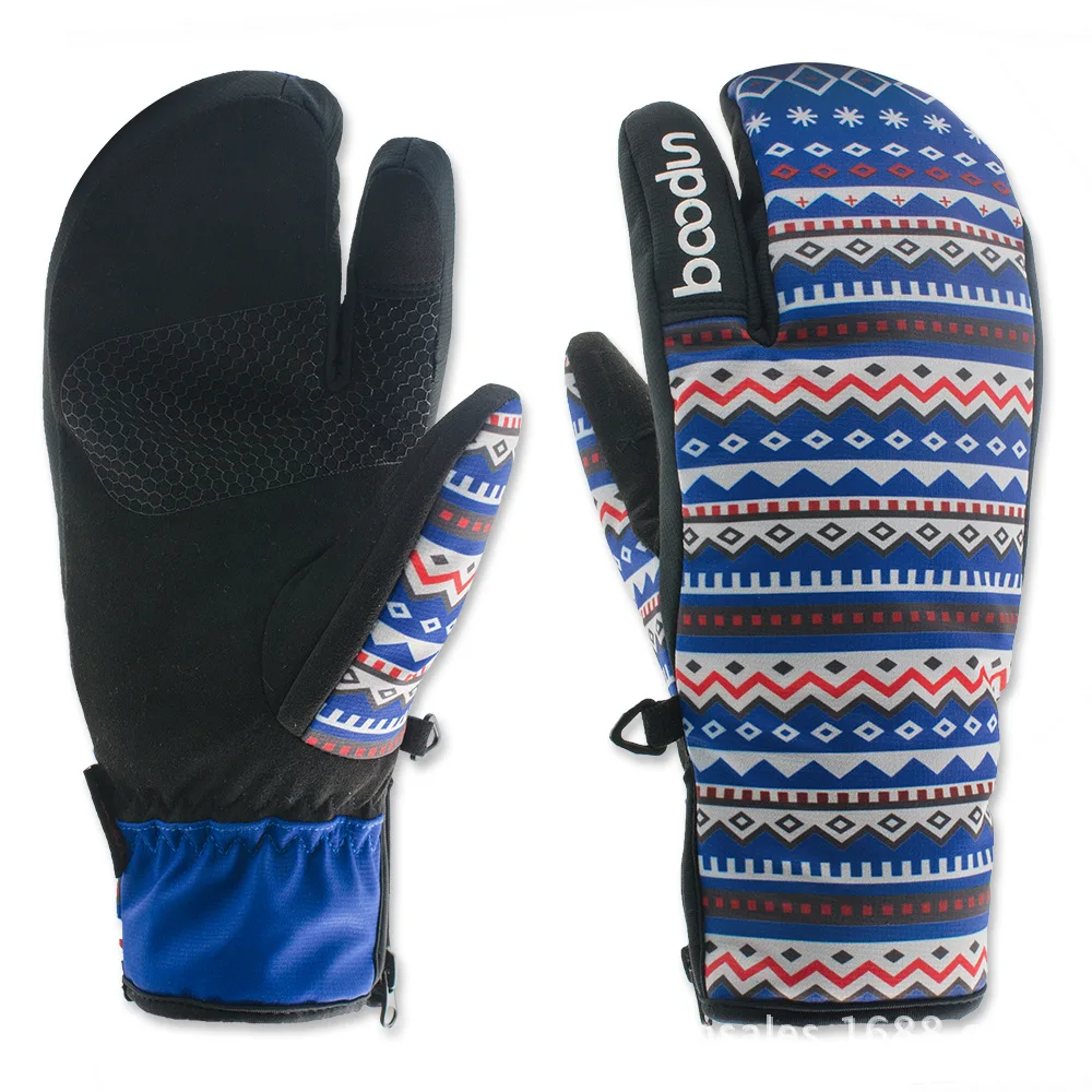 Image BOODUN winter ski gloves three female thick waterproof cold sport Cycling Gloves