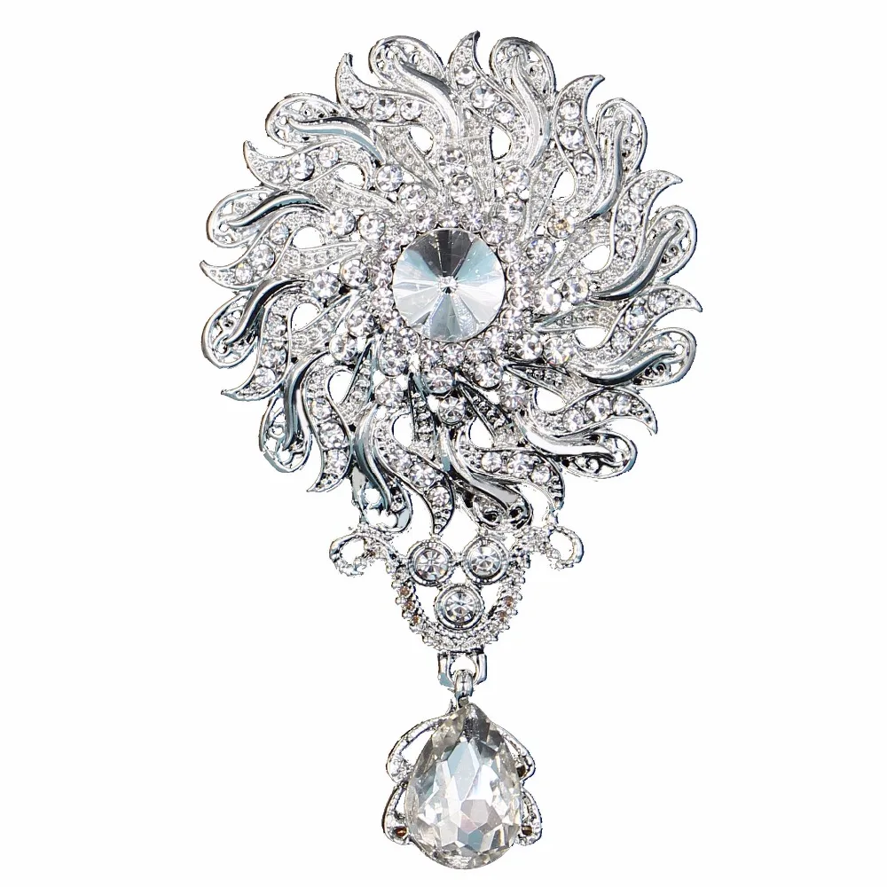 DIEZI Luxury White Crystal Water Drop Brooches for Wedding Women Party Dress Silver Color Rhinestone Bridal Bouquet Brooch pins
DIEZI Luxury White Crystal Water Drop Brooches for Wedding Women Party Dress Silver Color Rhinestone Bridal Bouquet Brooch pins