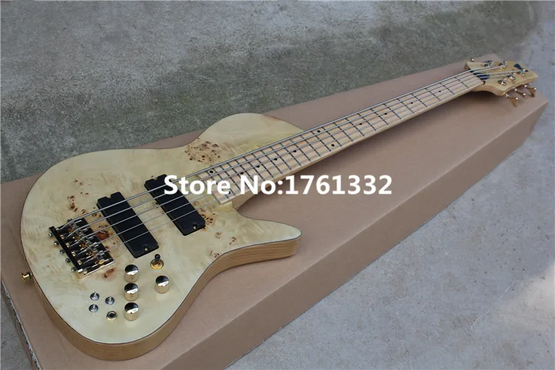 Hot sale factory 24 frets 5 strings natural wood color electric bass with neck-thru-body,gold hardware,can be changed as request
Hot sale factory 24 frets 5 strings natural wood color electric bass with neck-thru-body,gold hardware,can be changed as request