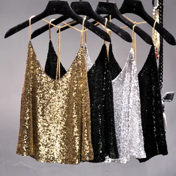 2020 Summer sexy Supper metal chain blingbling sequins halter camis women short loose backless metallic shiny camisole strap top
2020 Summer sexy Supper metal chain blingbling sequins halter camis women short loose backless metallic shiny camisole strap top