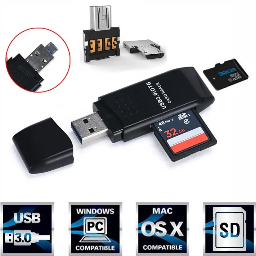 

hot selling MINI 5Gbps Super Speed USB 3.0+OTG Micro SD/SDXC TF Card Reader Adapter U Disk easy for carry very nice