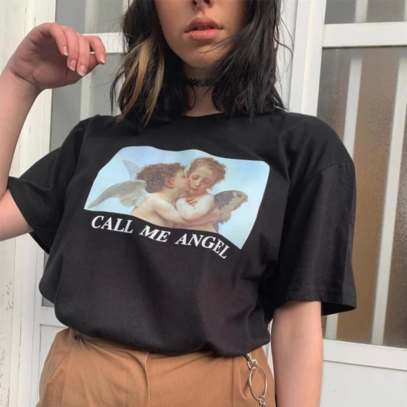 CALL MY ANGEL Summer Women Vintage Short Sleeve Cartoon Letters Harajuku Tops Loose Short Sleeve Large Size S-2XL Casual Shirt
CALL MY ANGEL Summer Women Vintage Short Sleeve Cartoon Letters Harajuku Tops Loose Short Sleeve Large Size S-2XL Casual Shirt