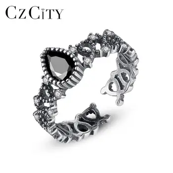 

CZCITY New Retro Thai Silver Open Rings for Women 925 Sterling Silver Fine Jewelry Anillos De Plata 925 De Ley Party Gift SR0198