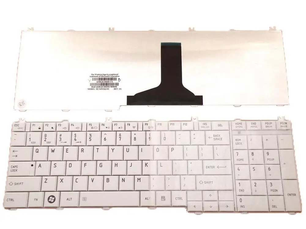 

US Keyboard For TOSHIBA Satellite C650 C660 L650 L670 L675 L675D WHITE PN:9Z.N4WGQ.101 TN1GQ 01 AEABL6U00030-US 9Z.N4WSQ.101 AEB