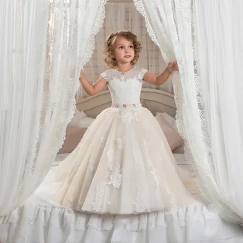 custom made rose lace Diamond belt girl ball gown dress