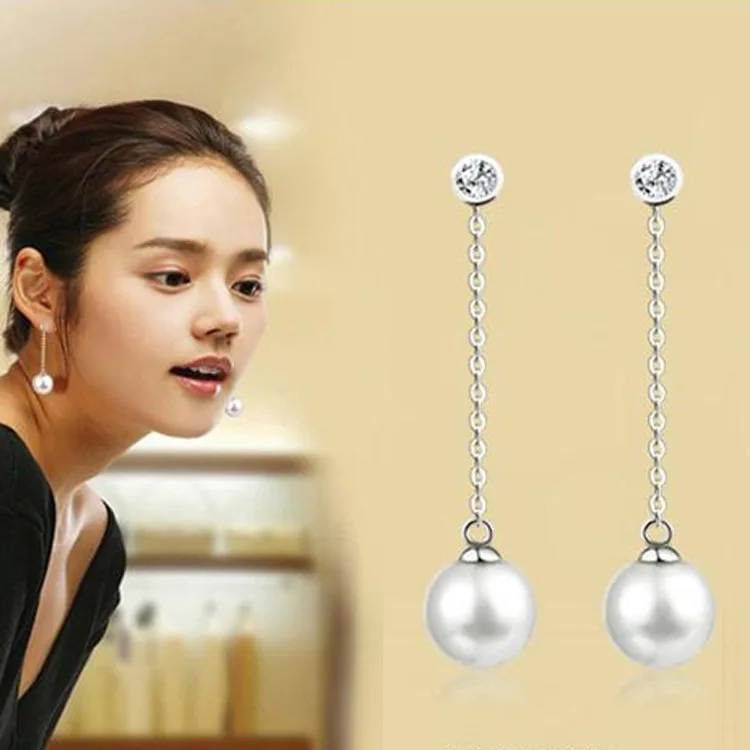 New Fashion Long Chain Imitation Pearl Earrings Rhinestone Ball Tassel Dangle Drop Silver Jewelry Brinco Pendientes For Women
New Fashion Long Chain Imitation Pearl Earrings Rhinestone Ball Tassel Dangle Drop Silver Jewelry Brinco Pendientes For Women