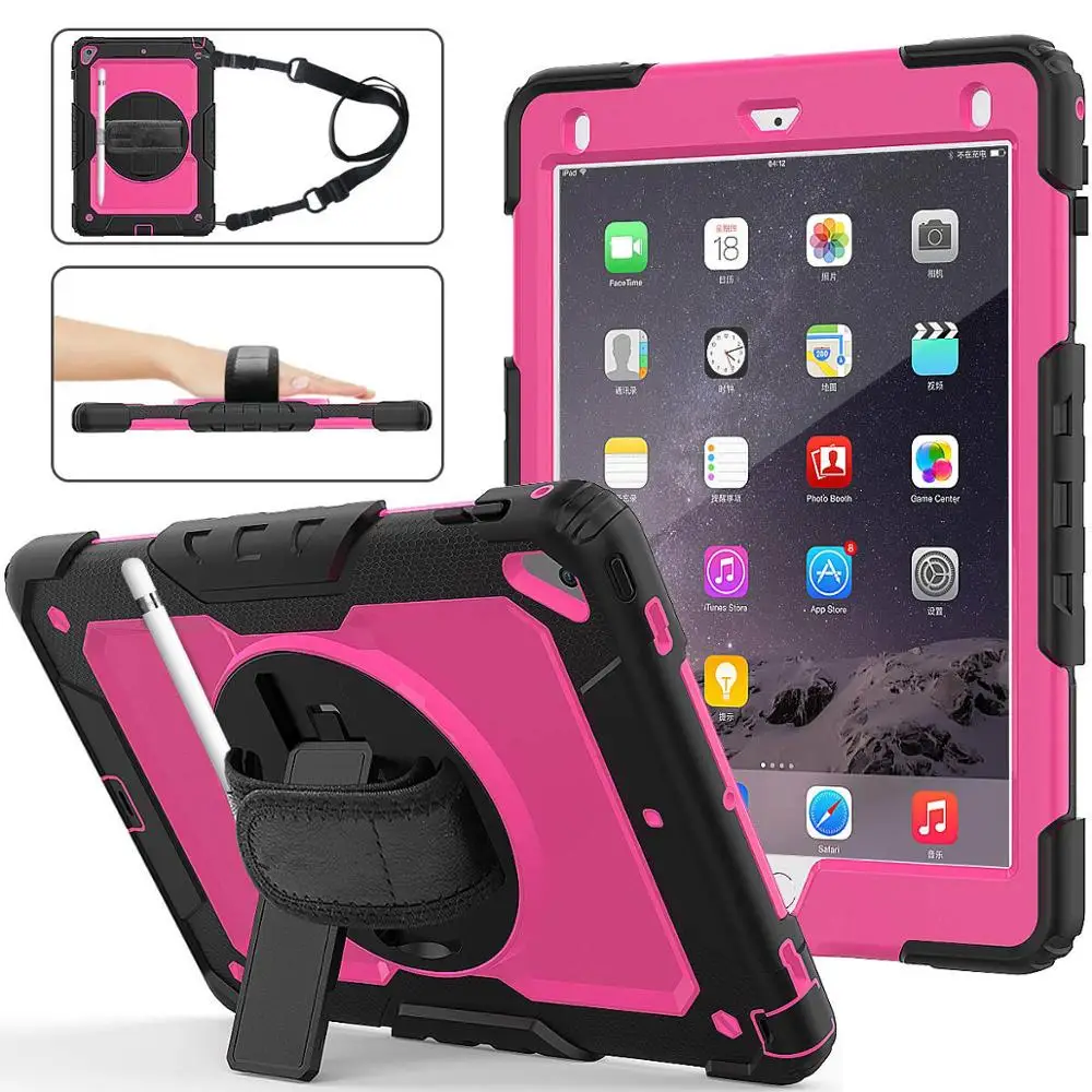 For iPad 6th/5th Generation Case 360 Rotating Hybrid Armor Case Stand Pencil Holder Screen Protector for iPad 9.7 2018 Air 2
For iPad 6th/5th Generation Case 360 Rotating Hybrid Armor Case Stand Pencil Holder Screen Protector for iPad 9.7 2018 Air 2