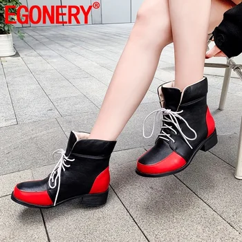 EGONERY autumn winter new fashion woman shoes comfortable 2 cm low heels lace up round toe casual booties Mixed color plus size
EGONERY autumn winter new fashion woman shoes comfortable 2 cm low heels lace up round toe casual booties Mixed color plus size