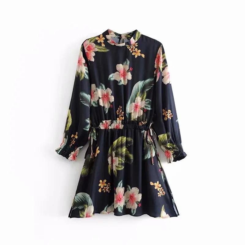2019 women vintage small stand collar flower print pantskirt dress female elastic waist lace up vestidos chic party dress DS1981
2019 women vintage small stand collar flower print pantskirt dress female elastic waist lace up vestidos chic party dress DS1981