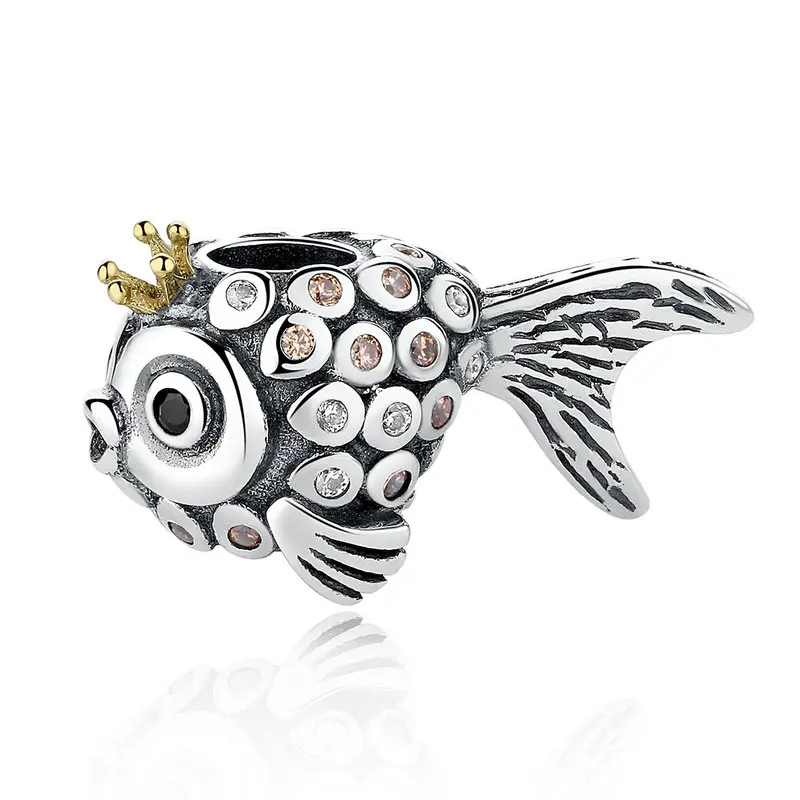 New 925 Sterling Silver Animal Bead Charm Cute Gold Crown Fish With Crystal Bead Fit Pandora Bracelet Bangle Diy Jewelry
New 925 Sterling Silver Animal Bead Charm Cute Gold Crown Fish With Crystal Bead Fit Pandora Bracelet Bangle Diy Jewelry
