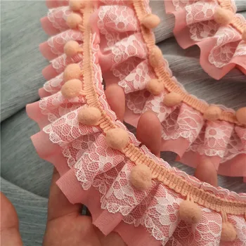 5Yards/lot 5cm width Diy lace good quality shrimp pink chiffon Lace Plush Ball Home Handmade Lace Accessories
5Yards/lot 5cm width Diy lace good quality shrimp pink chiffon Lace Plush Ball Home Handmade Lace Accessories