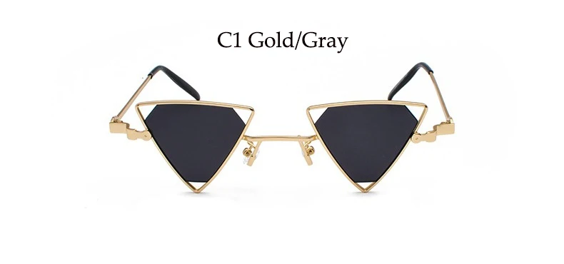 Gold Triangular Frame Vintage Sunglass with Gray Lens Franca