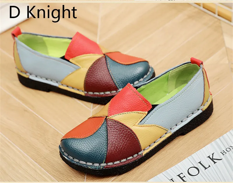 2018 Vintage Flat Shoes Woman Loafers Ethnic Style Handmade Genuine Leather Women's Shoes & Flats Mixed Colors Casual Boat Shoes (7)