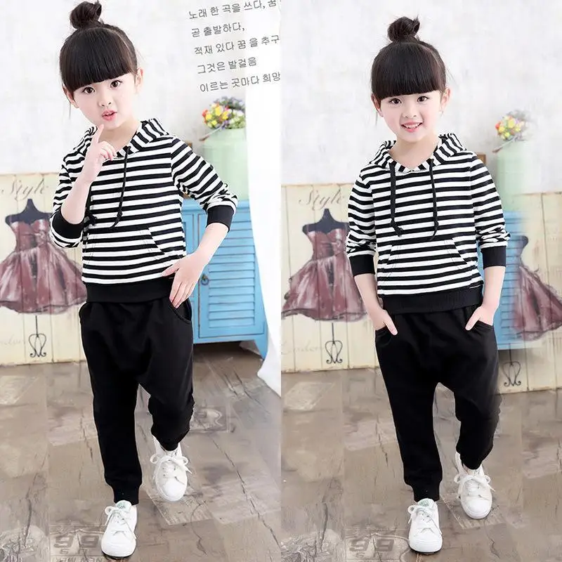 Image Hot Brand Children Sports Suit Toddler Tracksuit 4 6 7 8 10 11 Year Kids Jacket Harem Pants 2 pcs Outfit Baby Girl Clothing Sets