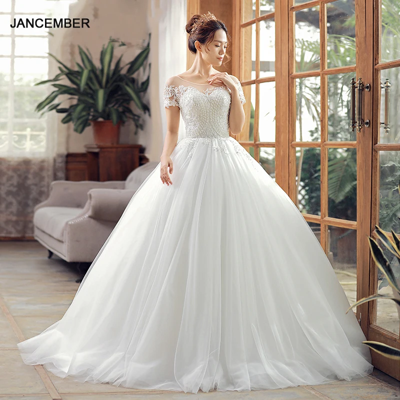 J66619 jancember wedding dress short sleeve 2019 o-neck button back floor length ball gown elegant bridal dress vestido de festa
J66619 jancember wedding dress short sleeve 2019 o-neck button back floor length ball gown elegant bridal dress vestido de festa