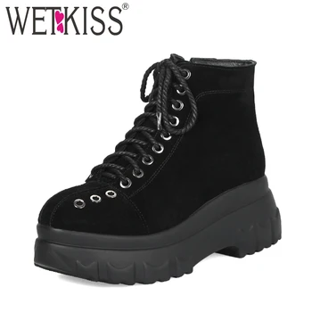 WETKISS Cow Suede Women Ankle Boots Lace Up Round Toe Footwear Warm Girs Booties Platform Fashion Casual Shoes Woman Winter 2018
WETKISS Cow Suede Women Ankle Boots Lace Up Round Toe Footwear Warm Girs Booties Platform Fashion Casual Shoes Woman Winter 2018