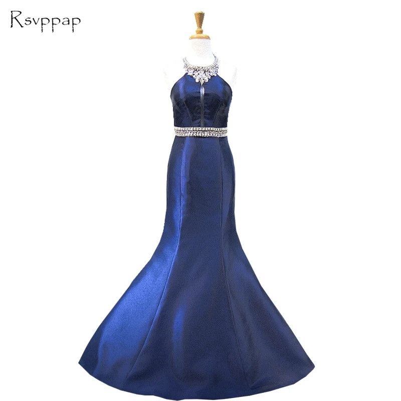 Long Mermaid Evening Dress 2019 Scoop Neckline Beaded Crystals Floor Length Backless Navy Blue Formal Evening Dresses
Long Mermaid Evening Dress 2019 Scoop Neckline Beaded Crystals Floor Length Backless Navy Blue Formal Evening Dresses