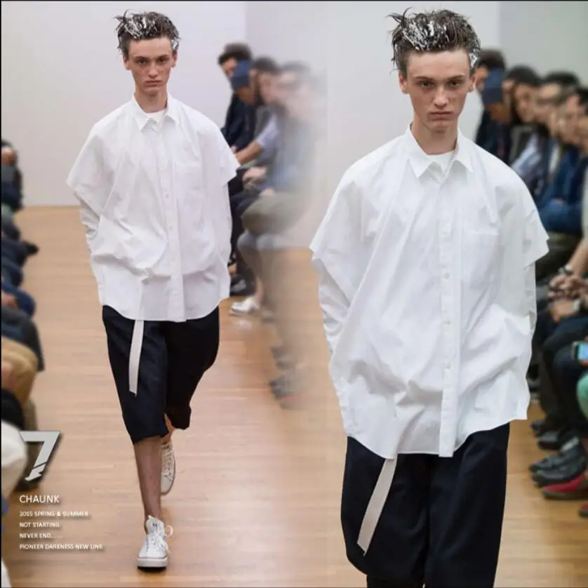 S-5xl Summer Men New Cotton Short Sleeve Shirts Deconstructed Wind Tailored Loose Shirt Korea Hairstylist Tide Men Singer Shirt
S-5xl Summer Men New Cotton Short Sleeve Shirts Deconstructed Wind Tailored Loose Shirt Korea Hairstylist Tide Men Singer Shirt