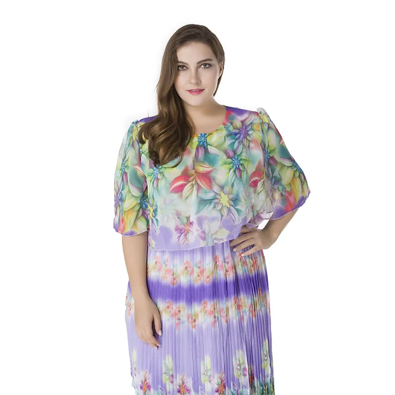 2019 Women Sumemr Chiffon Dress O Neck Short Sleeve Plus Size 5XL Long Maxi Beach Dress Printed Flower Sun Dress
2019 Women Sumemr Chiffon Dress O Neck Short Sleeve Plus Size 5XL Long Maxi Beach Dress Printed Flower Sun Dress