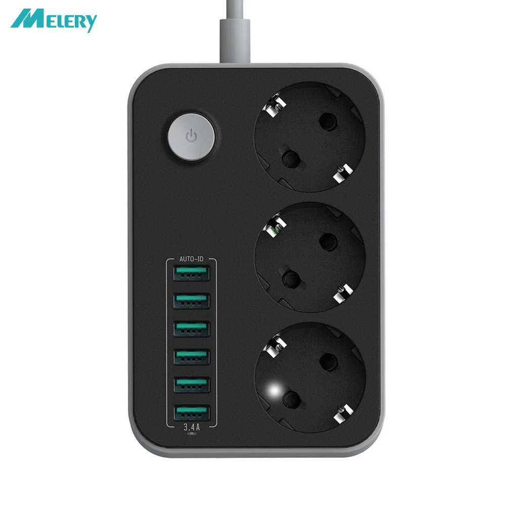 Power Strip Surge Protector 3 EU Plug Outlets Electric Socket with USB 6 Ports Charger Adapter Dock 5V 3.4A 1.6ft Extension Cord
Power Strip Surge Protector 3 EU Plug Outlets Electric Socket with USB 6 Ports Charger Adapter Dock 5V 3.4A 1.6ft Extension Cord