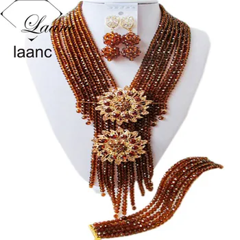 Laanc Chocolate Brown Crystal African Jewelry Set for Women Nigerian Wedding Beads Necklace Earrings Bracelet AL524
Laanc Chocolate Brown Crystal African Jewelry Set for Women Nigerian Wedding Beads Necklace Earrings Bracelet AL524