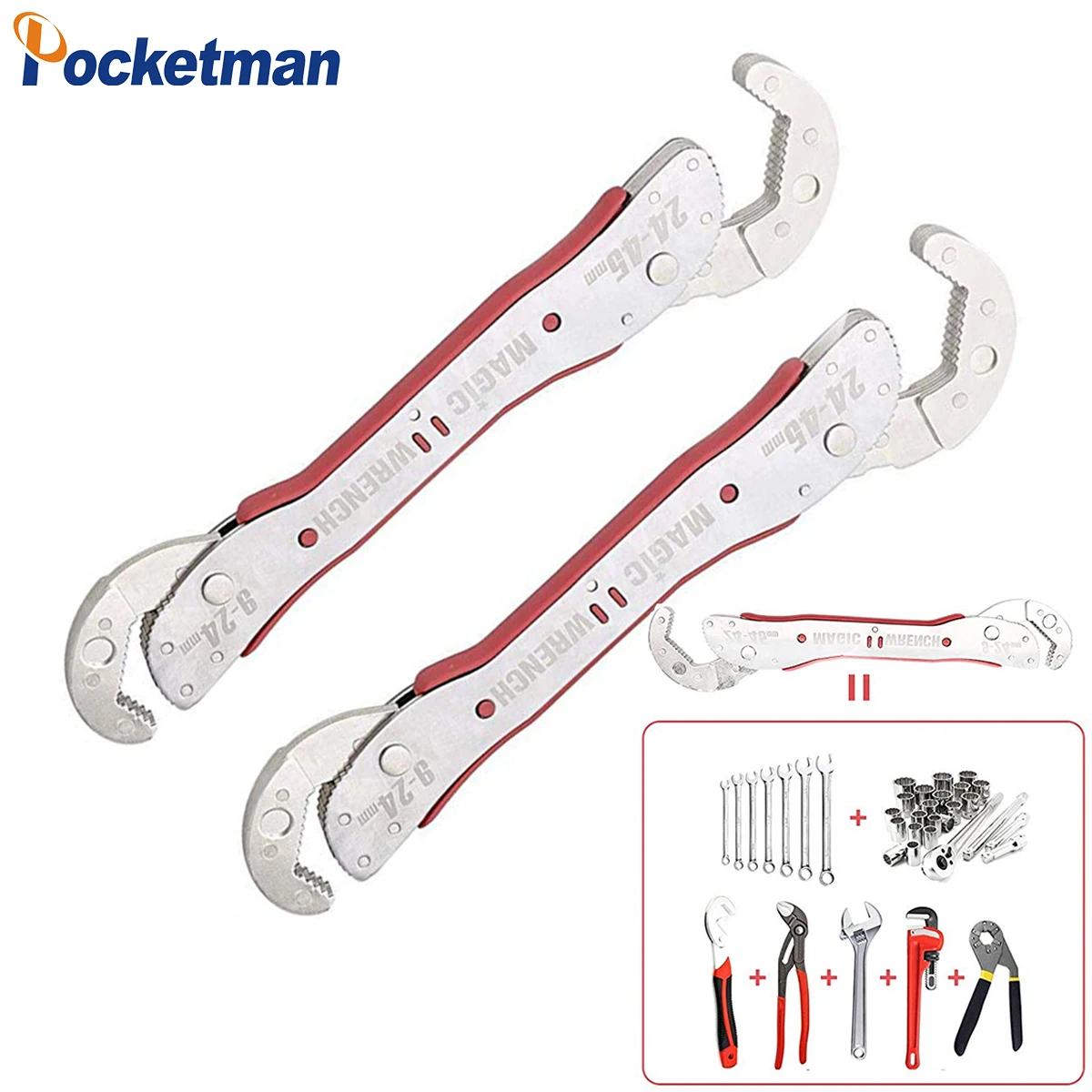 Adjustable Magic Wrench Multi-function Purpose Spanner Tools 9-45mm Universal Wrench Pipe Home Hand Tool Quick Snap Grip
Adjustable Magic Wrench Multi-function Purpose Spanner Tools 9-45mm Universal Wrench Pipe Home Hand Tool Quick Snap Grip