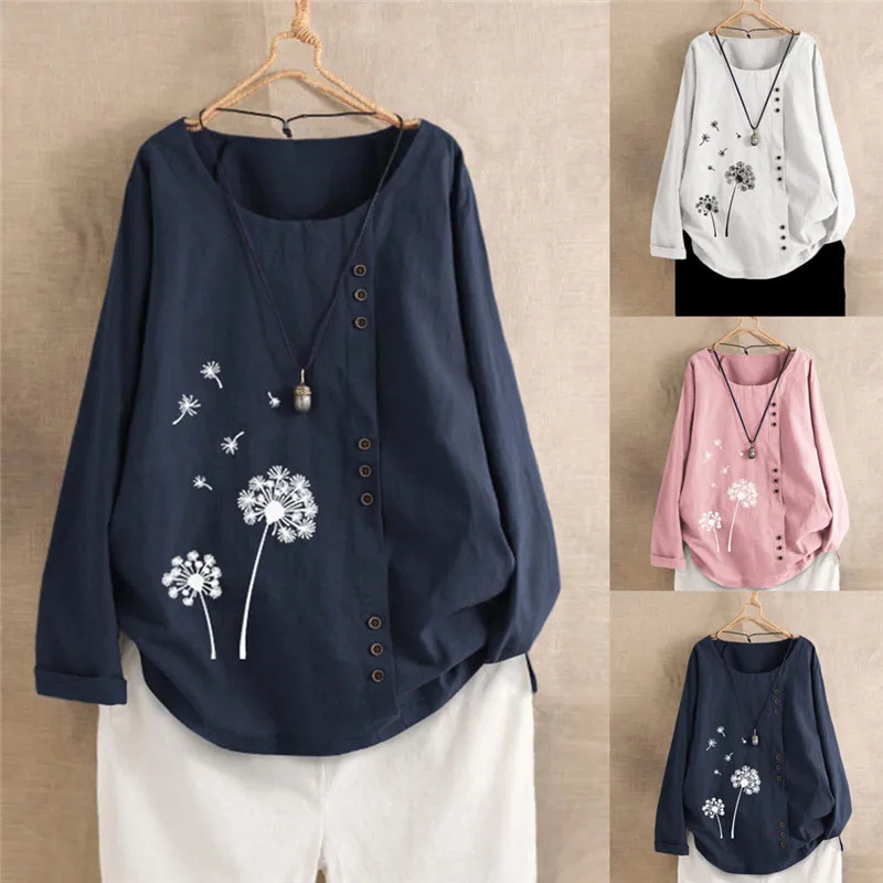 Plus Size Summer Women Shirt Flower Print Cotton Linen Casual Loose Blouse Short Sleeve O-Neck Button Boho Blouse Tops FD
Plus Size Summer Women Shirt Flower Print Cotton Linen Casual Loose Blouse Short Sleeve O-Neck Button Boho Blouse Tops FD