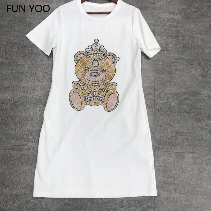 2019 Female Summer Cotton T-shirt Dress Knee length Animal Diamonds Short Sleeve Casual Sweet High Street Straight
2019 Female Summer Cotton T-shirt Dress Knee length Animal Diamonds Short Sleeve Casual Sweet High Street Straight