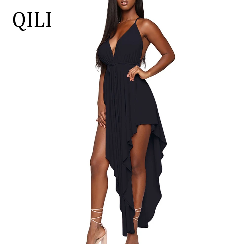 QILI Sexy Sold High Split Asymmetrical Dress Women Party Club Dresses Elegant Sleeveless V-neck High Waist Dress
QILI Sexy Sold High Split Asymmetrical Dress Women Party Club Dresses Elegant Sleeveless V-neck High Waist Dress
