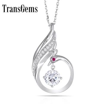 Transgems Solid 14K 585 Whtie Gold 1 Carat F Color Moissanite Slid Pendant Phoenix With Moissanite And Ruby Accents For Women
Transgems Solid 14K 585 Whtie Gold 1 Carat F Color Moissanite Slid Pendant Phoenix With Moissanite And Ruby Accents For Women