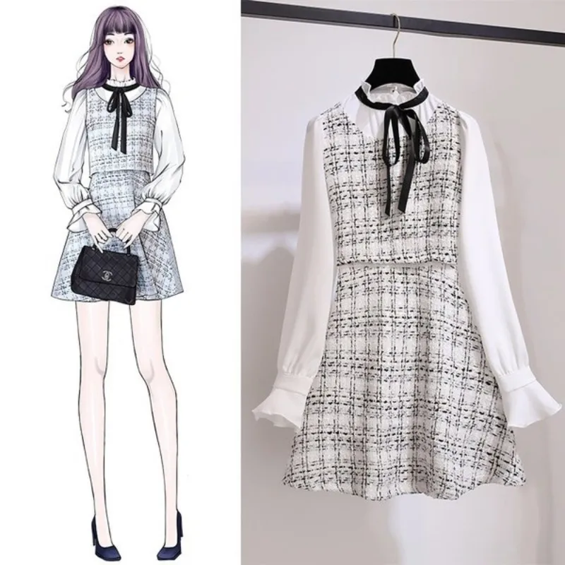 2019 New Runway Women Chiffon Long Sleeve Patchowrk Tweed Dress high quality bow Party Ruffles Ladies Party Dresses Vestido robe
2019 New Runway Women Chiffon Long Sleeve Patchowrk Tweed Dress high quality bow Party Ruffles Ladies Party Dresses Vestido robe